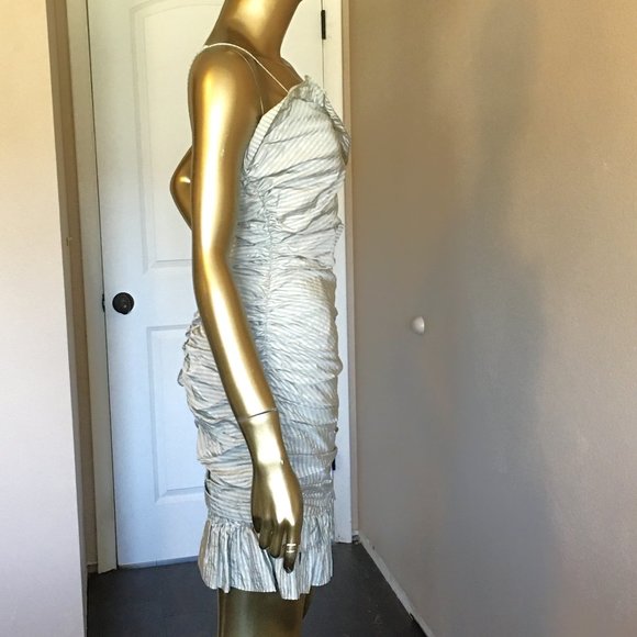 💋 𝐁𝐄𝐓𝐒𝐄𝐘 𝐉𝐎𝐇𝐍𝐒𝐎𝐍 💋 Gray/White Striped Ruffle Dress - Picture 6 of 12